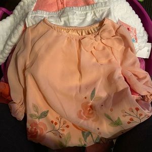 White tights and pink shirt two piece